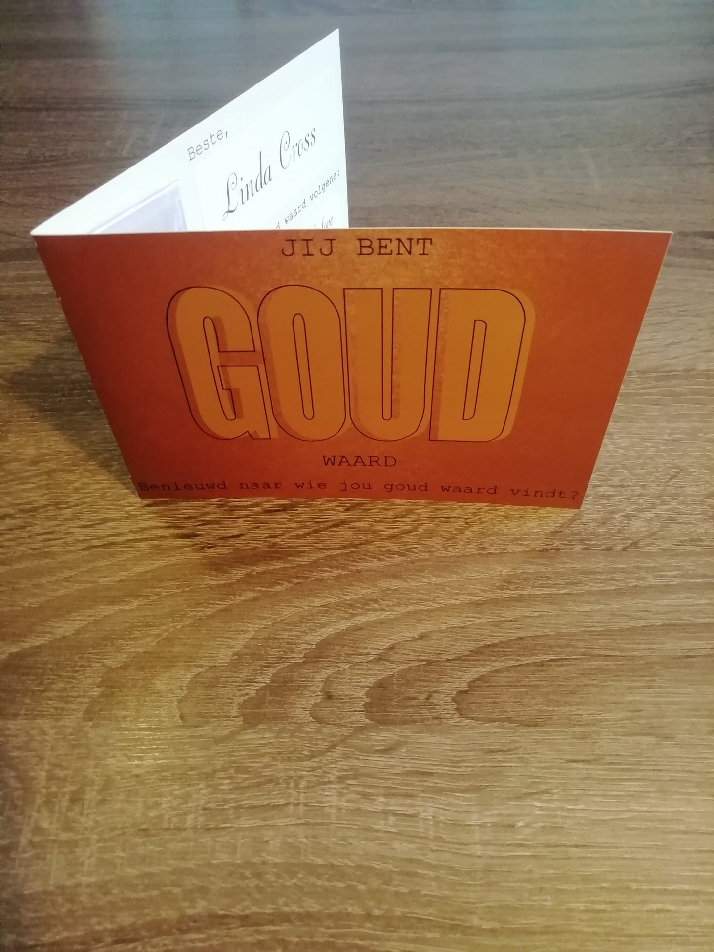 Persoonlijke wenskaart met 1 gram baar van puur goud!