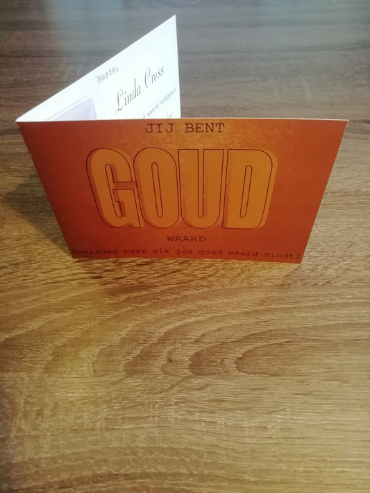 Persoonlijke wenskaart met 1 gram baar van puur goud!